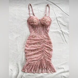 SHEIN Pink Floral Midi Dress